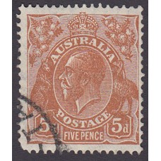 Australian  King George V  5d Brown   Wmk  C of A  Plate Variety 3L21